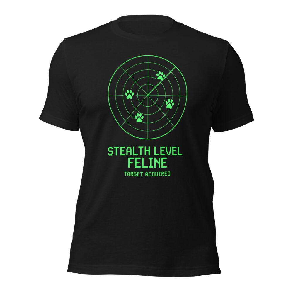 Stealth Level Feline Target Acquired Cat Lovers Men T-Shirt - Image 3